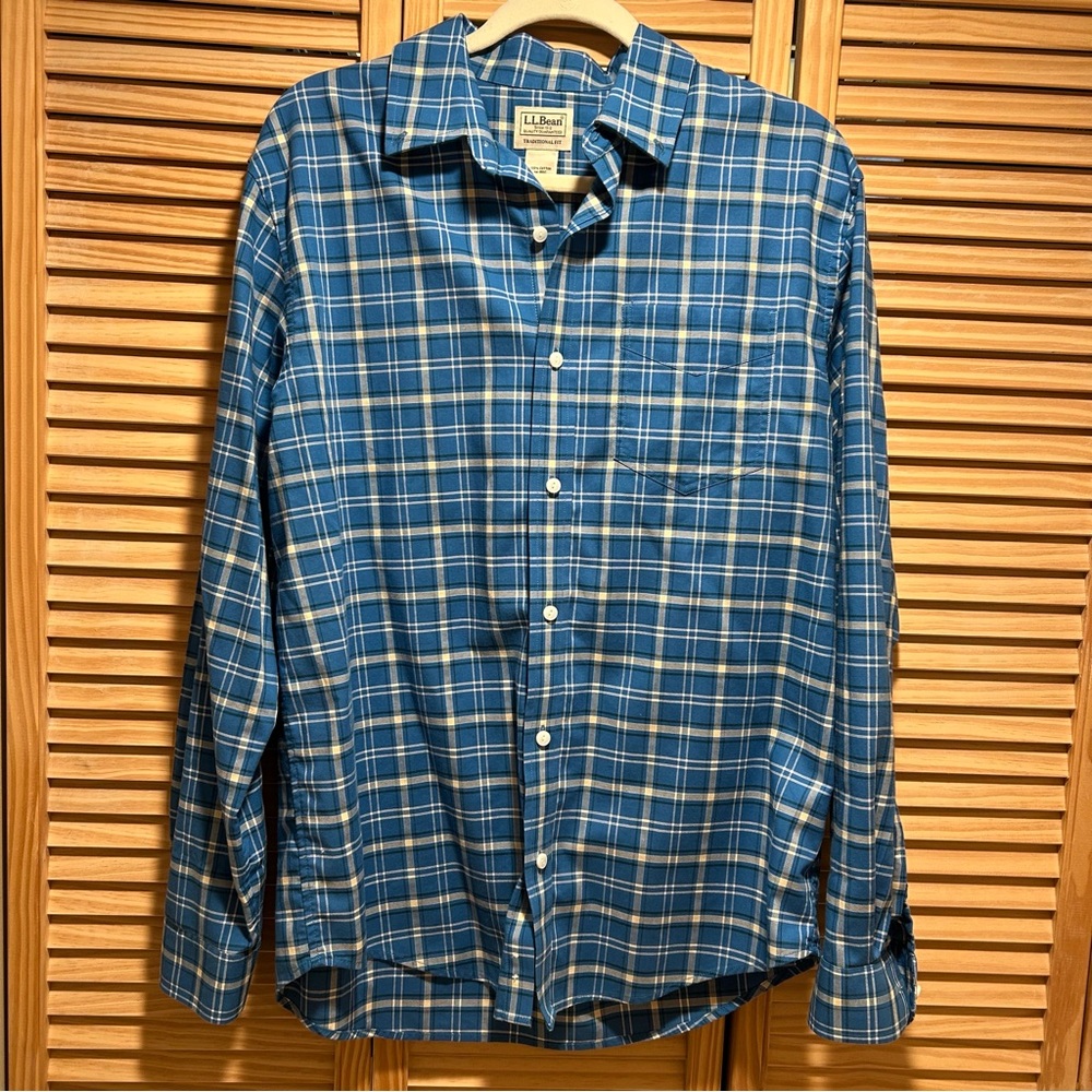 L.L. Bean Men's Blue Plaid Shirt